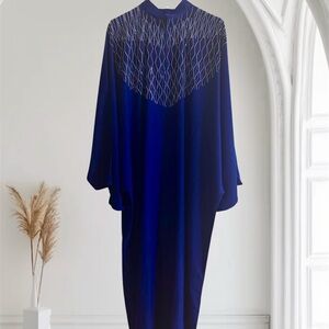 Chic Royal Blue Long Sleeve Dress length 62